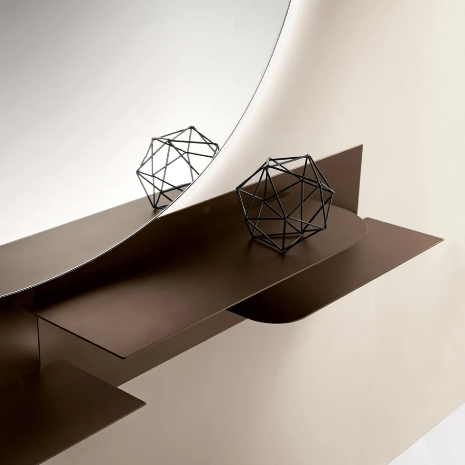 Raft metalic cu design modern și două rafturi orizontale - Miro Viadurini