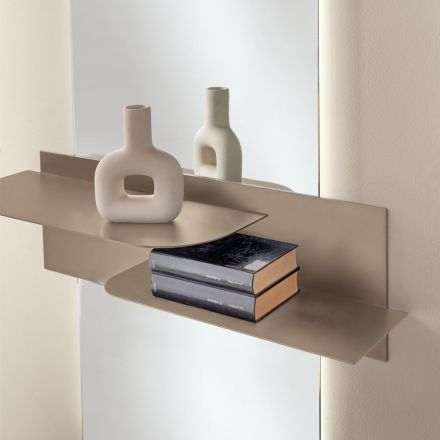 Raft metalic cu design modern și două rafturi orizontale - Miro Viadurini