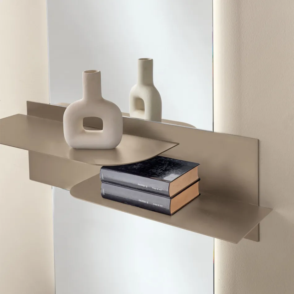 Raft metalic cu design modern și două rafturi orizontale - Miro Viadurini