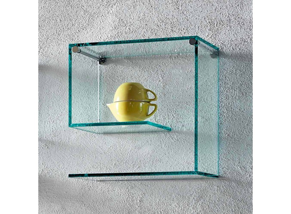 Rafturi de perete din sticlă transparentă Design versatil elegant 2 bucăți - Roll Viadurini