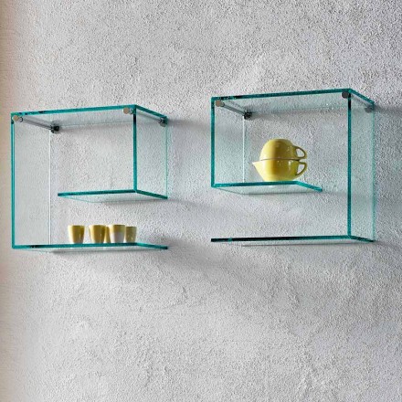 Rafturi de perete din sticlă transparentă Design versatil elegant 2 bucăți - Roll Viadurini