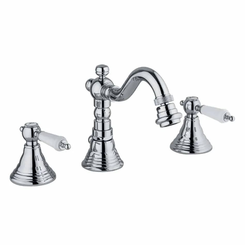 Mixer cu 3 găuri pentru bidet din alamă Design clasic Fabricat în Italia - Shelly Viadurini