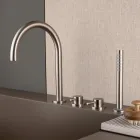 Baterie de baie cu 4 orifici montată pe punte cu gura de scurgere din oțel AISI 316L - Artigli Viadurini