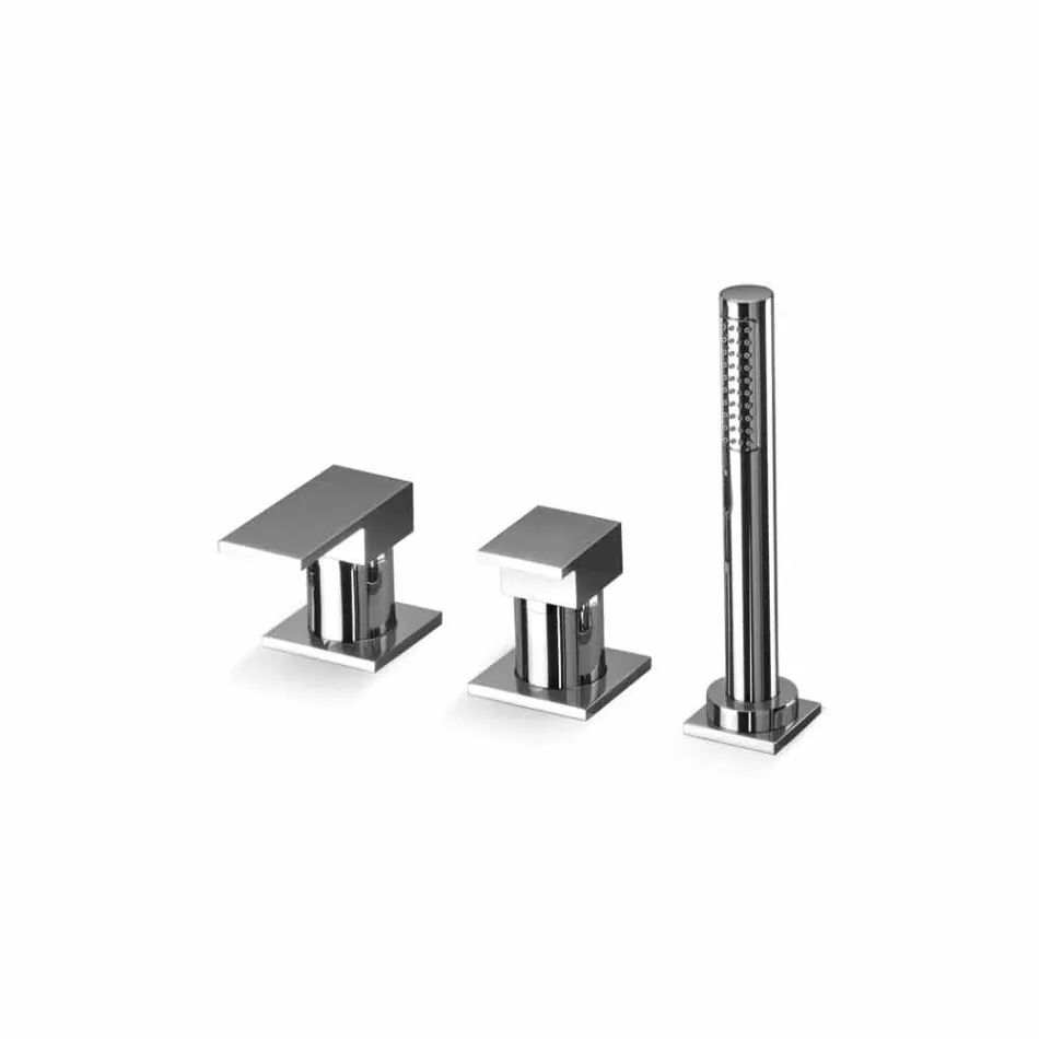 Baterie de baie modernă cu 3 găuri din alamă, fabricată în Italia - Bibo Viadurini