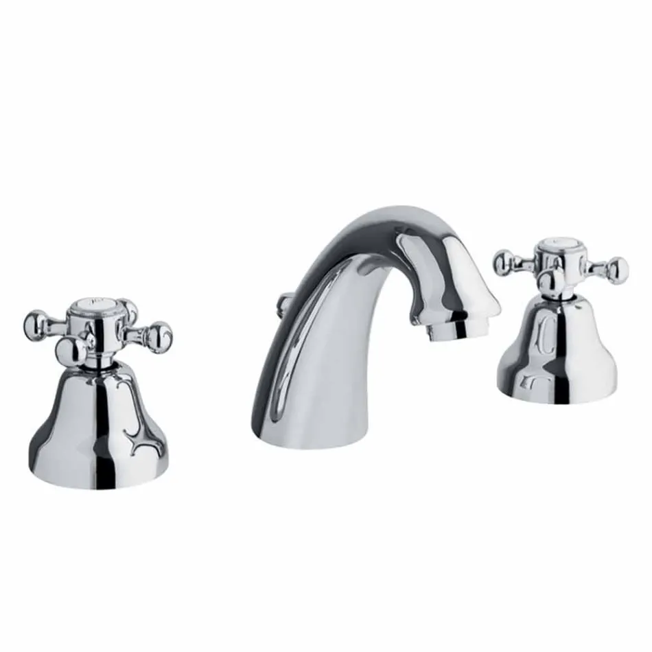 Baterie de lavoar cu design clasic cu 3 găuri, din alamă, fabricată în Italia - Lisca Viadurini