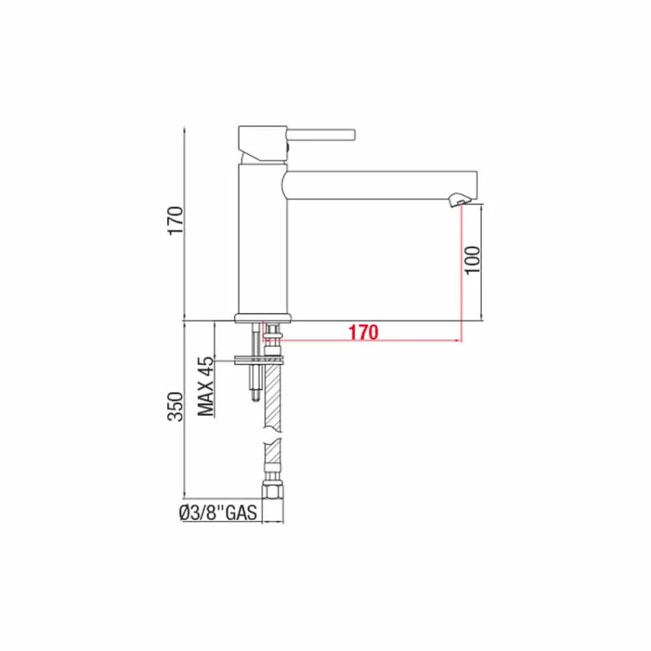 Baterie de lavoar din alamă cu gură de distanță de 170 mm distanță centrală Made in Italy - Ermia Viadurini