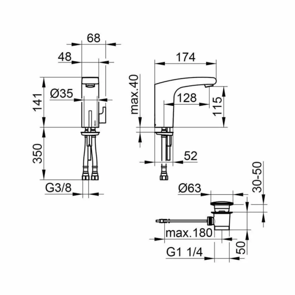 Mixer modern de lavoar cu senzor infraroșu din metal cromat - Gonzo Viadurini