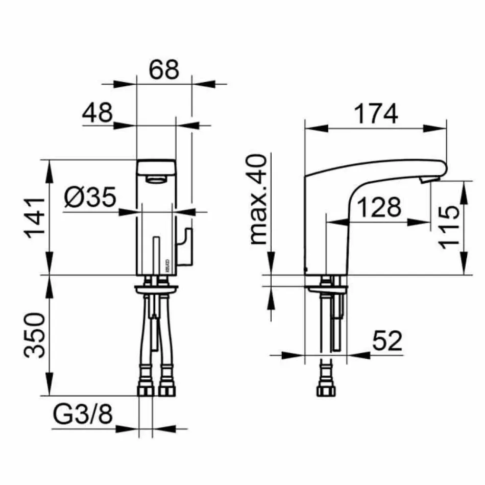 Mixer modern de lavoar cu senzor infraroșu din metal cromat - Gonzo Viadurini