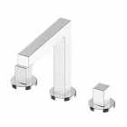 Baterie modernă pentru chiuvetă de baie cu trei găuri din metal cromat - Girino Viadurini