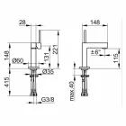 Baterie de lavoar modernă pentru baie din metal finisat crom - Girino Viadurini