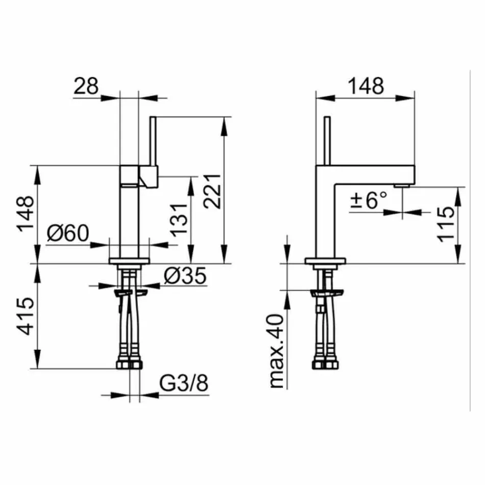 Baterie de lavoar modernă pentru baie din metal finisat crom - Girino Viadurini