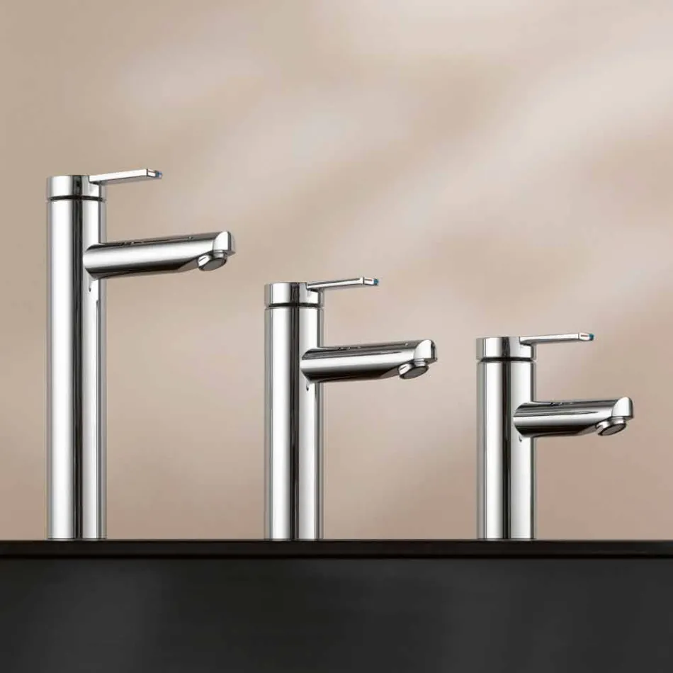 Baterie monocomandă de design modern pentru chiuvetă de baie din metal - Zanio Viadurini