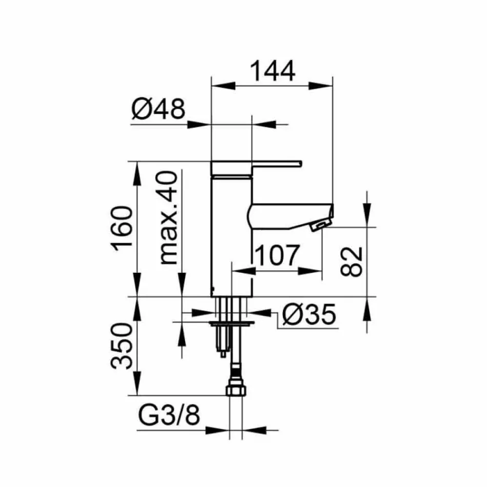 Baterie monocomandă de design modern pentru chiuvetă de baie din metal - Zanio Viadurini