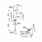 Baterie monocomandă de design modern pentru chiuvetă de baie din metal - Zanio Viadurini
