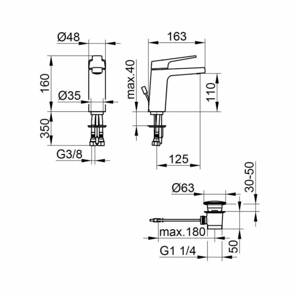 Baterie modernă pentru chiuvetă monocomandă pentru baie din metal cromat - Clari Viadurini