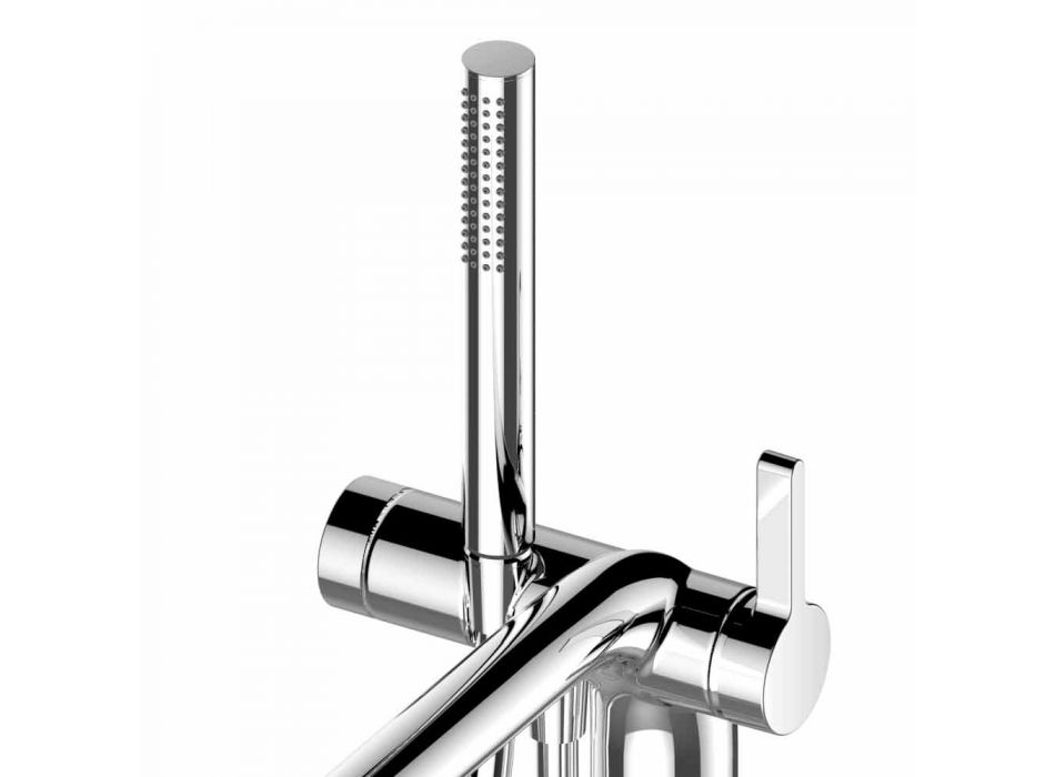 Mixer modern pentru cadă cu o singură manetă cu cap de duș din metal - Pinto Viadurini