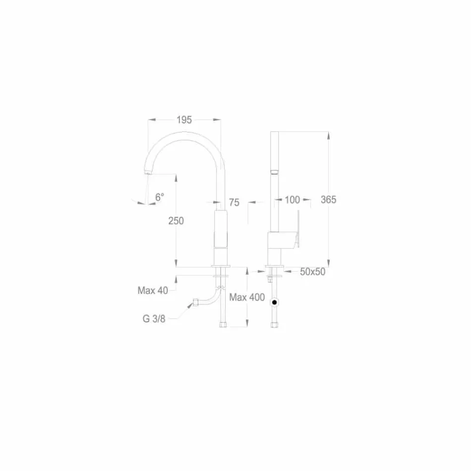 Fabricat în Italia Baterie monocomandă pentru bucătărie - Bonsu Viadurini
