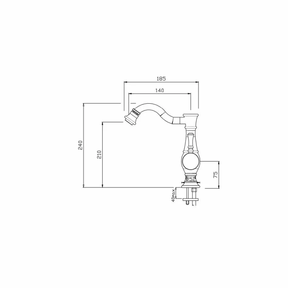Baterie pentru bidet cu pivot înalt pivotant Made in Italy - Neno Viadurini