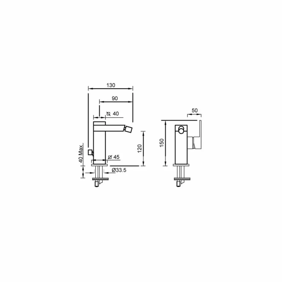 Mixer pentru bidet fabricat în Italia cu manetă laterală - Panela Viadurini