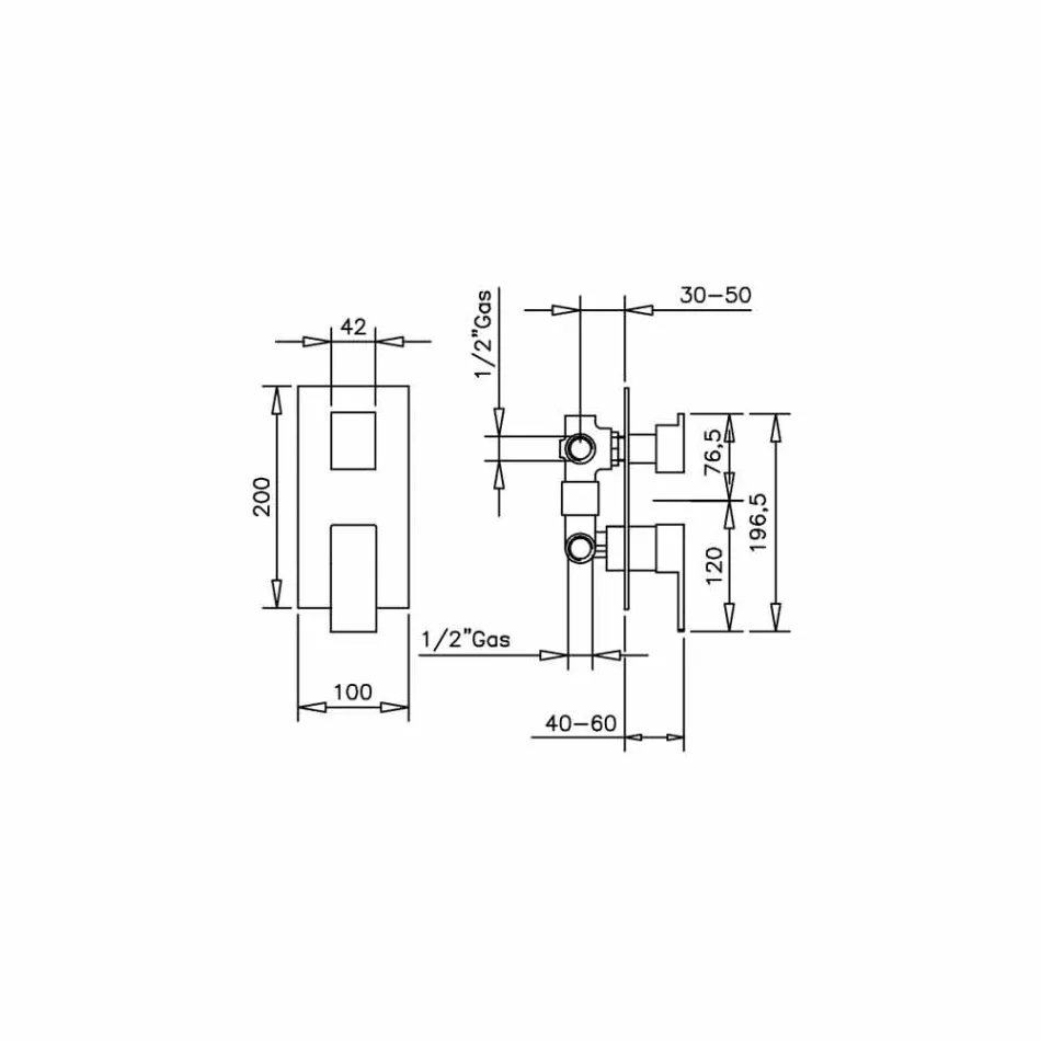Mixer de duș cu 3 căi, fabricat în Italia - Bibo Viadurini