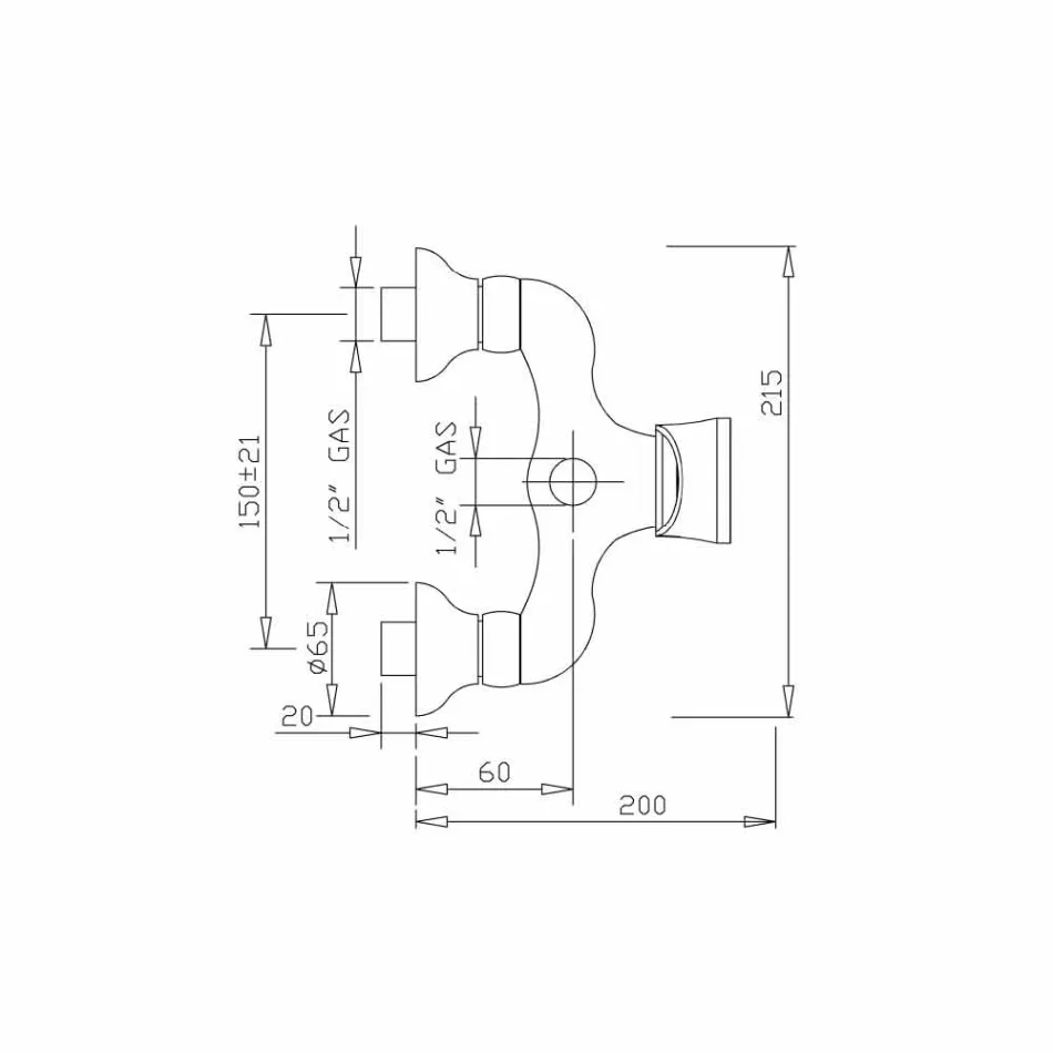 Mixer de design pentru duș exterior din alamă Fabricat în Italia - Neno Viadurini