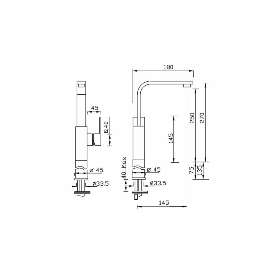 Mixer pentru lavoar cu extensie înaltă 7cm Fabricat în Italia - Panela Viadurini