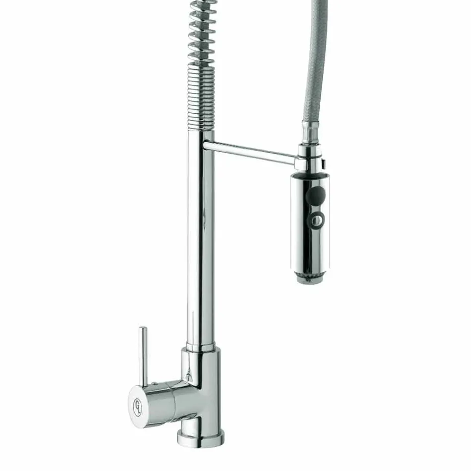 Baterie lavoar de bucătărie din alamă cu duș de mână Fabricat în Italia - Kalimo Viadurini