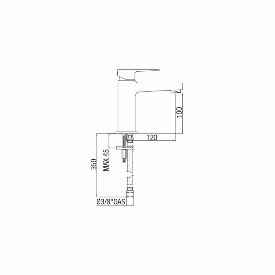 Baterie pentru chiuvetă din alamă, fără scurgere, fabricată în Italia - Sindra Viadurini