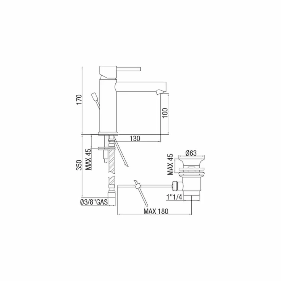 Baterie lavoar din alamă Finisaj cromat Fabricat în Italia - Ermia Viadurini