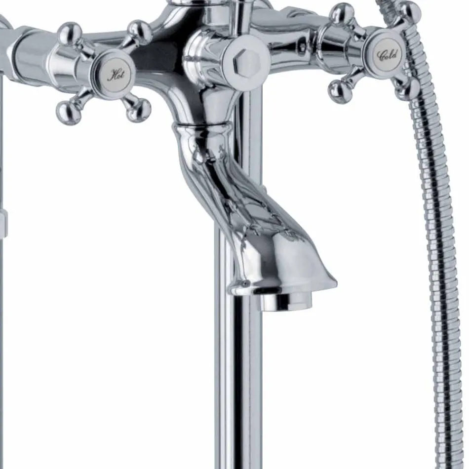 Mixer de cadă cu design clasic, din alamă, fabricat în Italia - Lisca Viadurini