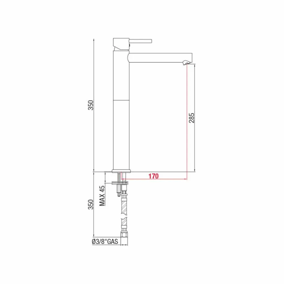 Baterie de lavoar extinsă din alamă fără scurgere Fabricat în Italia - Ermia Viadurini
