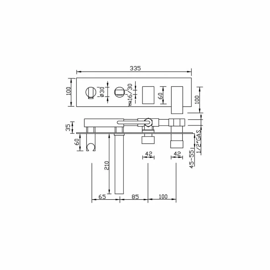 Mixer de baie încorporat cu deviator Fabricat în Italia - Panela Viadurini