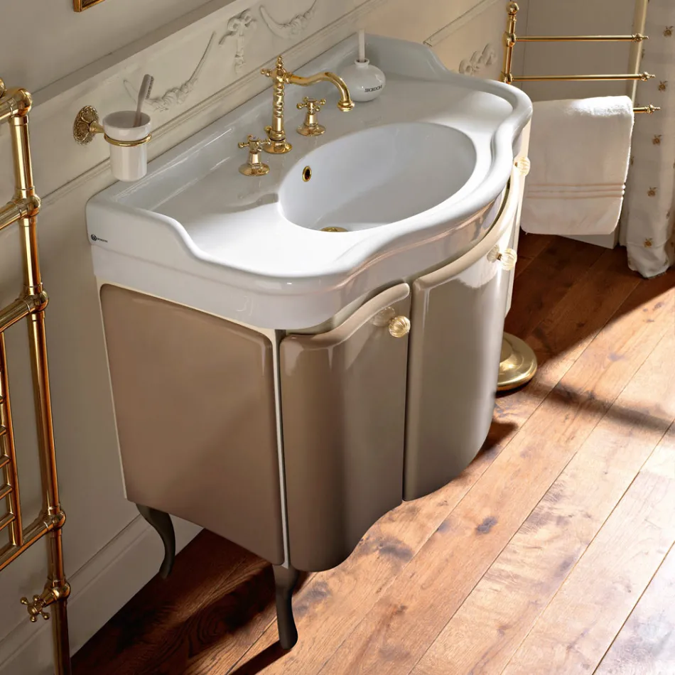 Dulap cu Două Uși și Coș Lăcuit Lucios Fabricat în Italia - Candy Viadurini