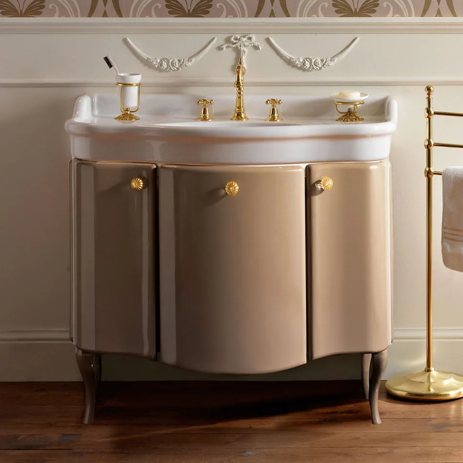 Dulap cu Două Uși și Coș Lăcuit Lucios Fabricat în Italia - Candy Viadurini