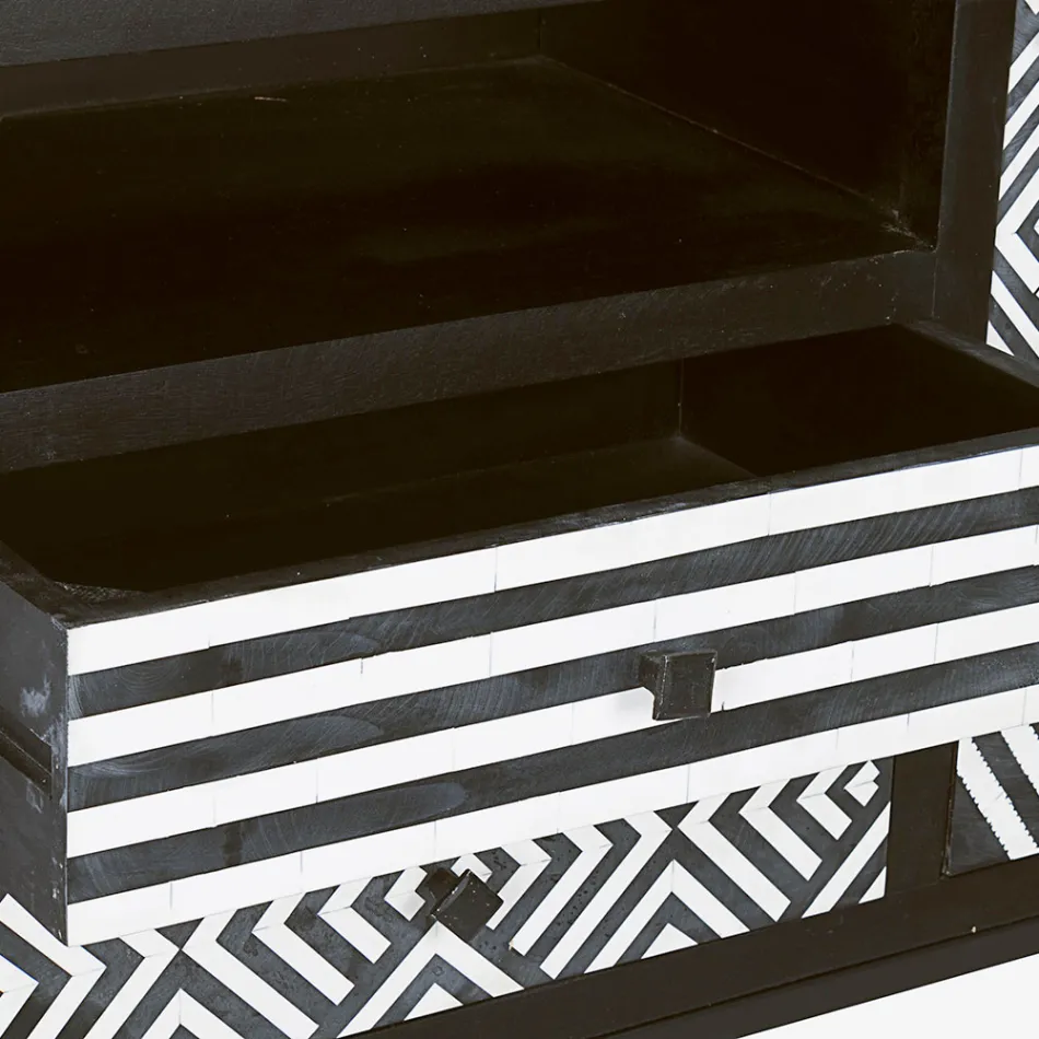 Dulap Mozaic Etnic 4 Uși 6 Sertare din Lemn de Mango - Vanitoso Viadurini