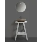 Mobilier de baie cu finisaj din lemn si blat semi-curbat gri - Raomi Viadurini