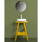 Mobilier de baie din lemn de tec recuperat cu blat semi-curbat galben - Raomi Viadurini