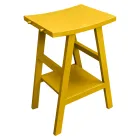 Mobilier de baie din lemn de tec recuperat cu blat semi-curbat galben - Raomi Viadurini