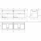 Mobilier de baie suspendat cu chiuvetă dublă încorporată, design modern - Dumbo Viadurini