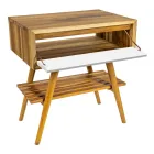 Dulap de baie cu etaj din lemn de tec recuperat și suport alb - Gatien Viadurini