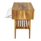 Dulap de baie cu etaj din lemn de tec recuperat și suport alb - Gatien Viadurini