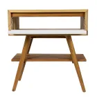 Dulap de baie cu etaj din lemn de tec recuperat și suport alb - Gatien Viadurini