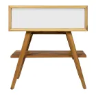 Dulap de baie cu etaj din lemn de tec recuperat și suport alb - Gatien Viadurini