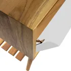 Dulap de baie cu etaj din lemn de tec recuperat și suport alb - Gatien Viadurini