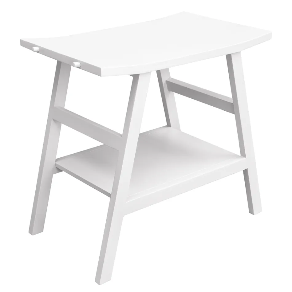 Dulap de baie cu design din lemn de tec recuperat cu blat și suport alb - Crina Viadurini