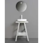 Dulap de baie de design din tec natural cu blat alb mat și suport - Raomi Viadurini