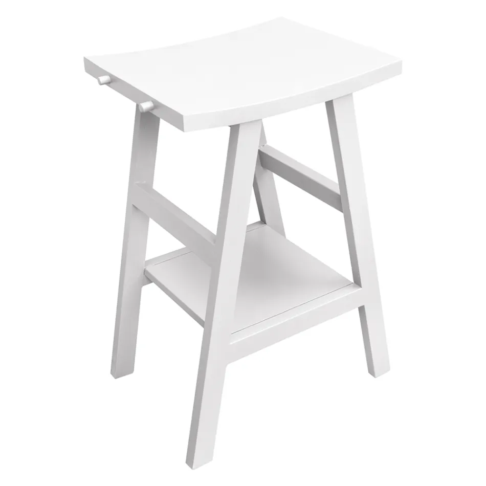 Dulap de baie de design din tec natural cu blat alb mat și suport - Raomi Viadurini