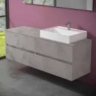 Dulap de baie de design modern cu chiuvetă pe blat dreapta sau stânga 4 finisaje - Alchimeo Viadurini