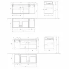 Dulap de baie cu design suspendat, cu chiuvetă de blat stil modern - Pistillo Viadurini