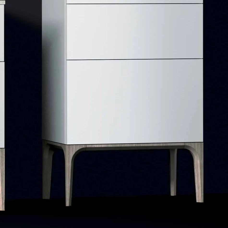 Cabinet de baie modern cu 3 sertare din lemn lăcuit Amber, fabricat în Italia Viadurini